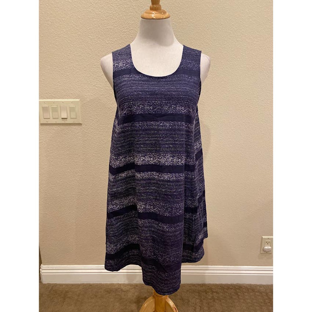Neon Buddha Sleeveless Mini Dress/Tunic Blue White Stripe Size Small